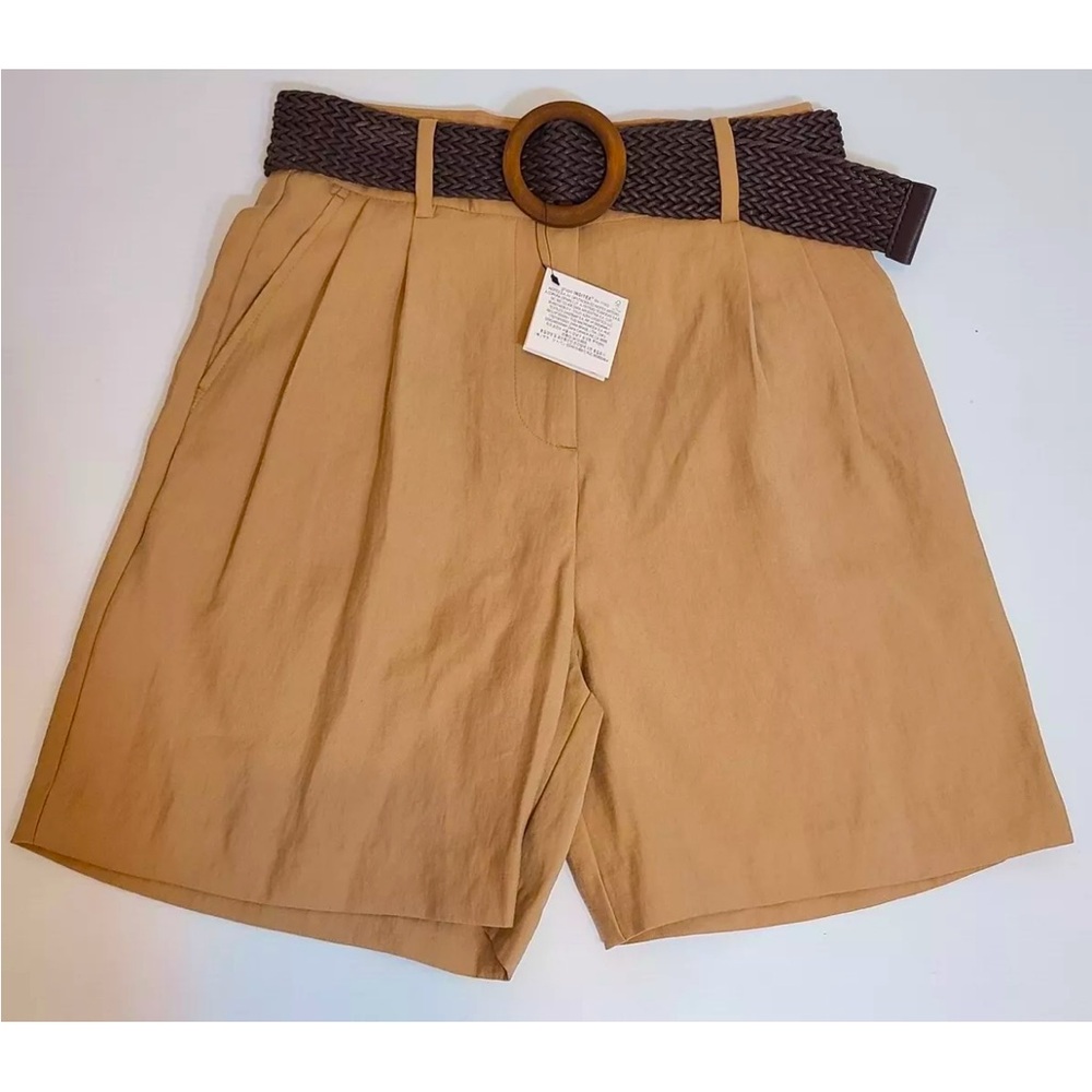 Zara pleated linen shorts